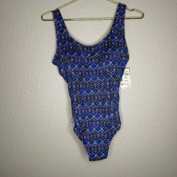 NWT Women's LL Bean one pice swimblock  swimwear Blue  size 12 R - Picture 1 of 9